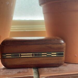 Vintage Stash Box handmade with intricate wood inlay on lid